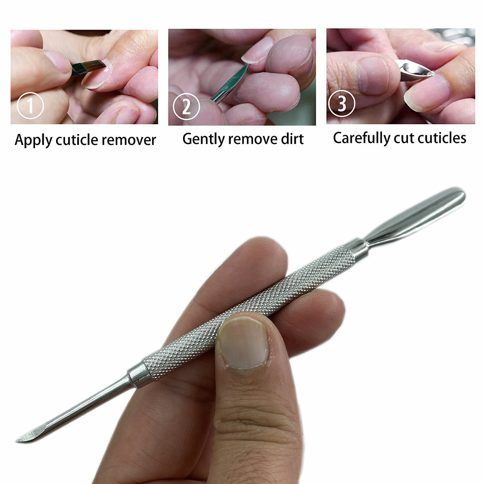 Krisp Cuticle Pusher Cleaner Remover Manicure Pedicure Spa Nail Art Tools Set 4X
