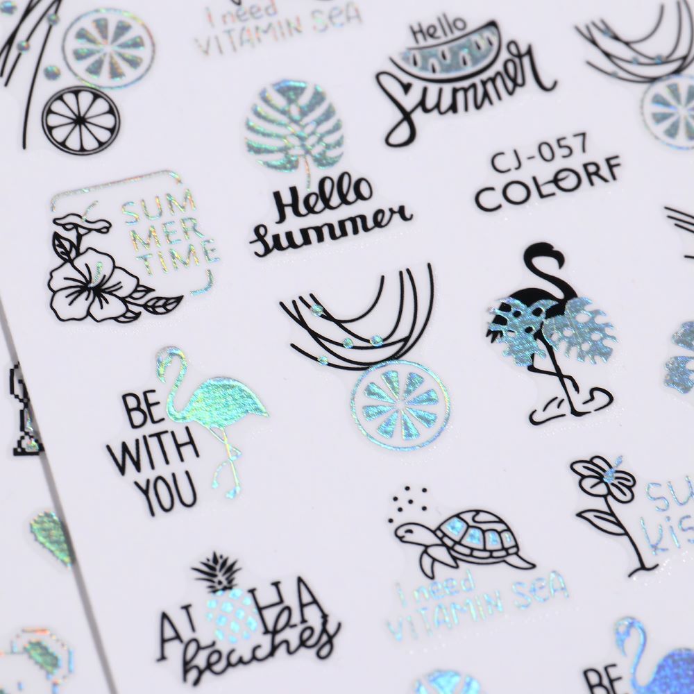Sea Star Turtle Shell Mermaid Summer Beach Anchor Helm Palm Leaf Nail Sticker