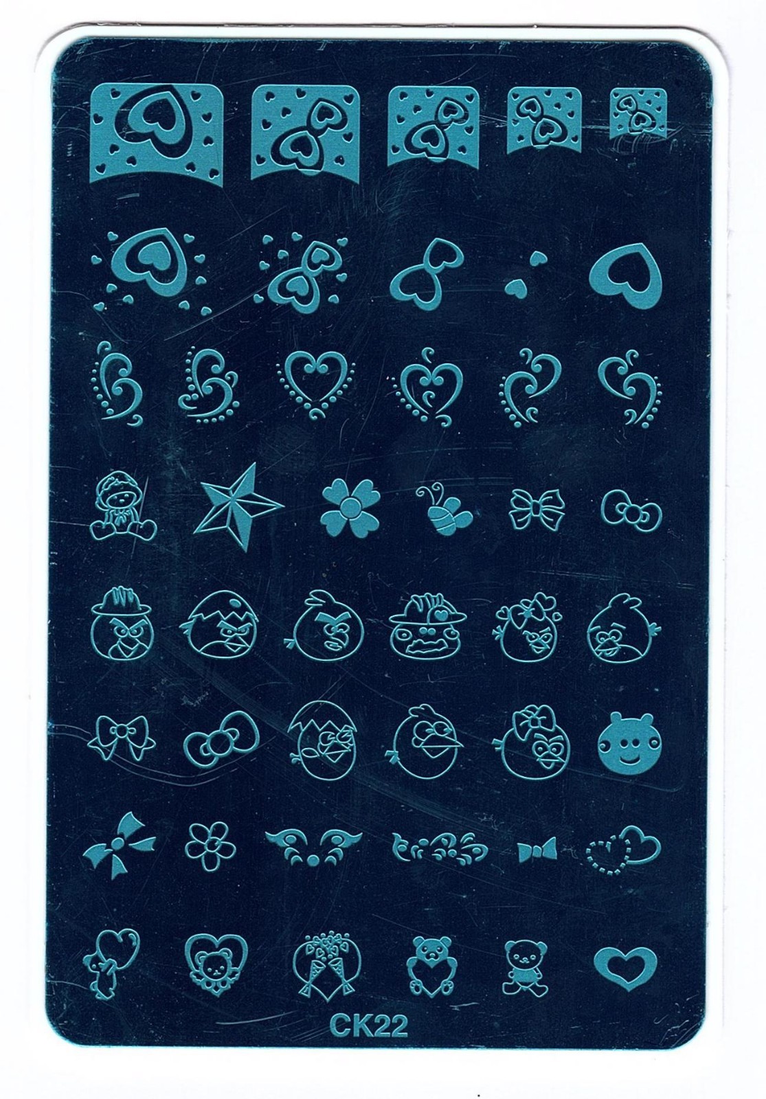 Nail Art Stamping Love Heart Mani Pedi Stencil Template Stamper Scraper Kit CK22