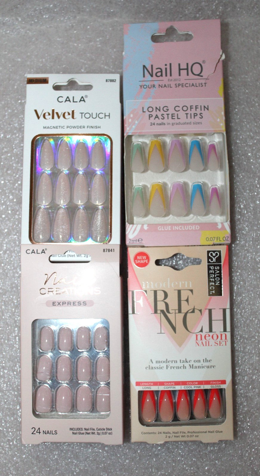 Mixed Lot of 10 Packs Fake Nails Different Lengths *Ready To Wear” NIP