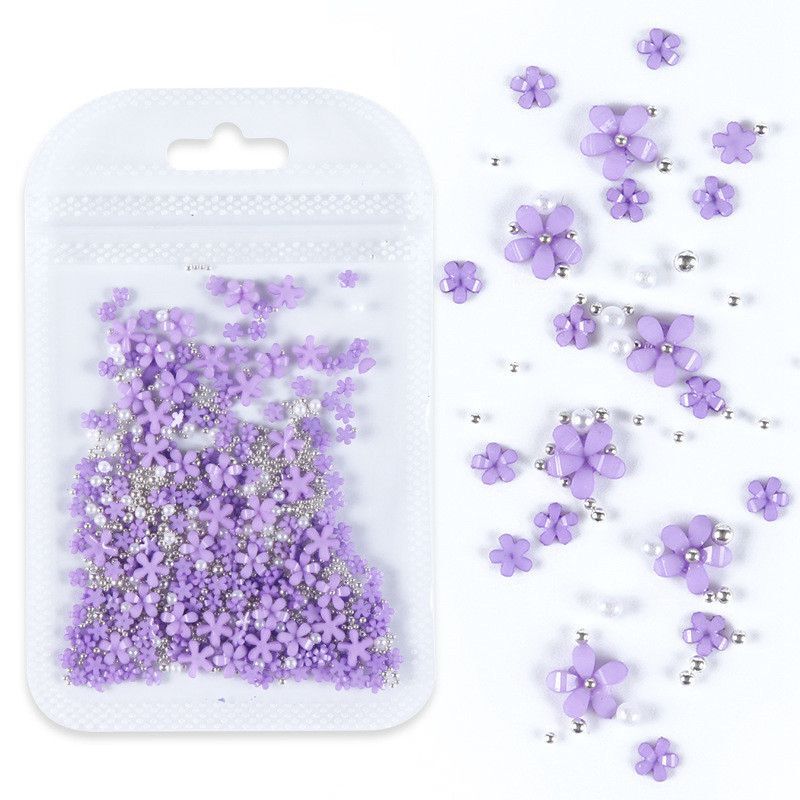 3D Manicure Nail Art Steel Ball 4g/Bag Pink Flower DIY Mixed Size Design Jewelry