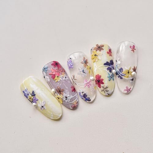 2 Sheets Flower Nail Art Stickers 5D Embossed Nail Decals style-cute flower