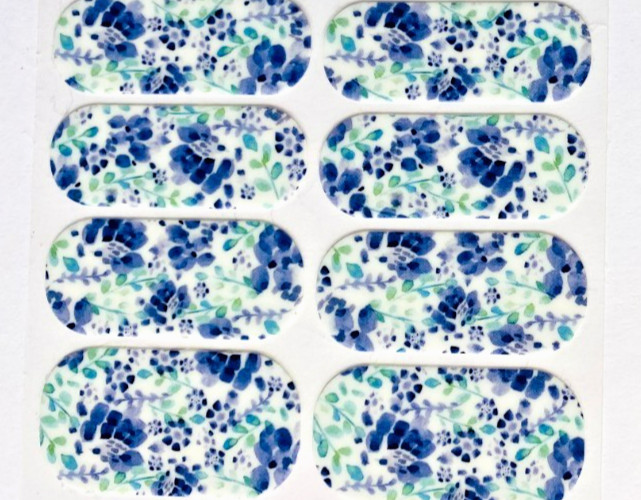 Jamberry Floral Nail Wraps Gloss and Metalic Full Sheet New