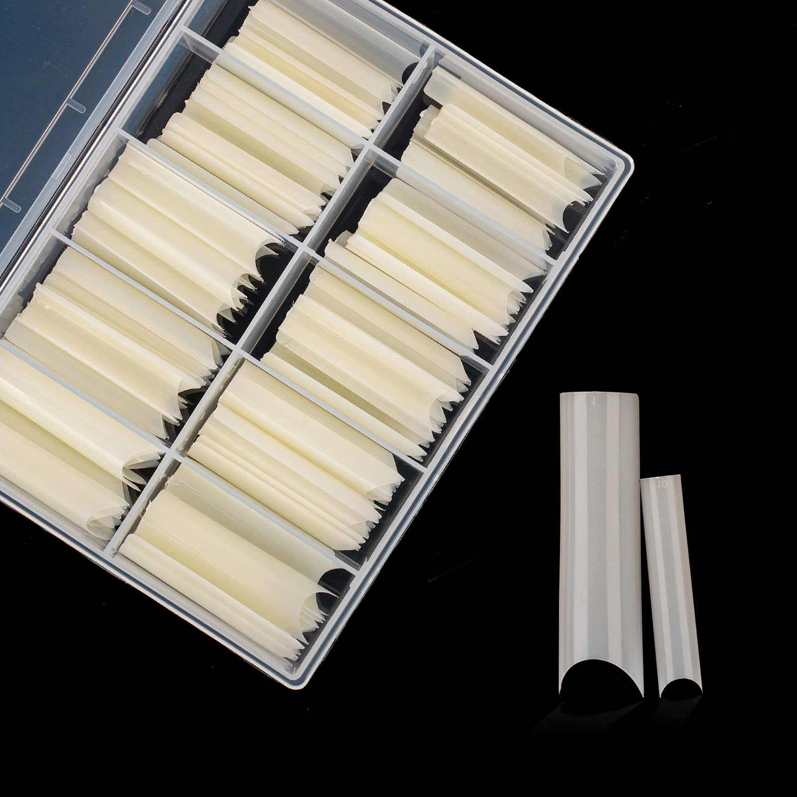 Square Curve Extra Long Nail Tips, Half Cover Natural Acrylic Fake Nail Tips,…