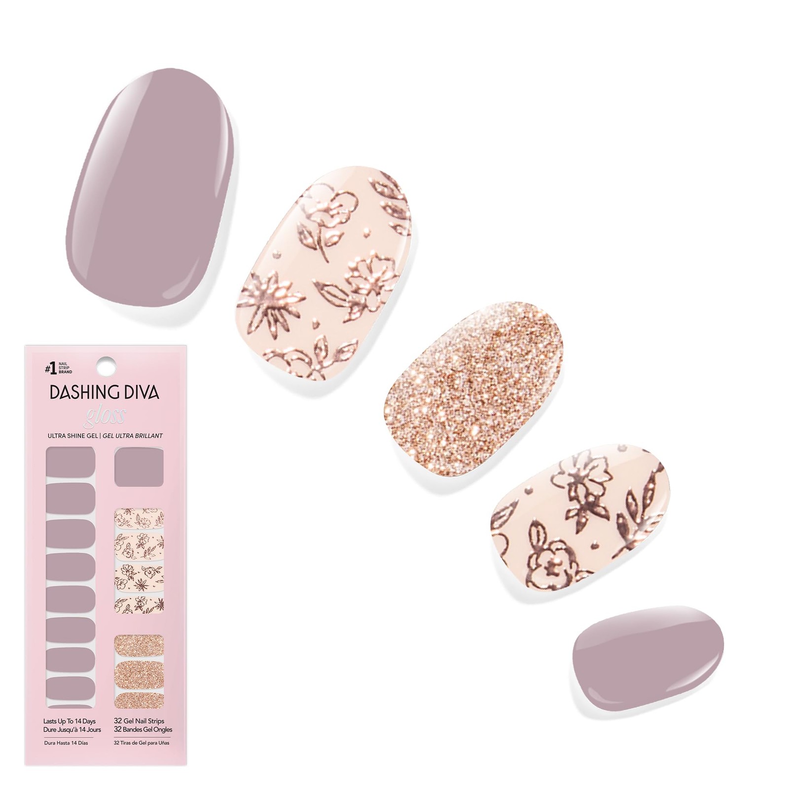 Gloss Nail Strips – Lavender Dreams – UV , Chip Resistant, Long Lasting Stick…