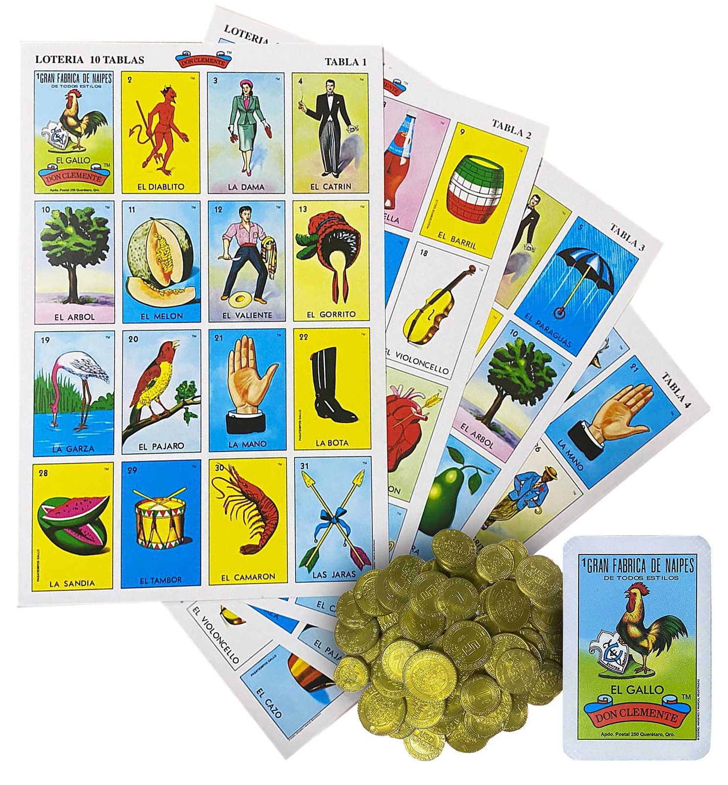 Loteria Mexicana Tradicional Jumbo 14 x 9 inches, Yellow, Green, Red, Blue