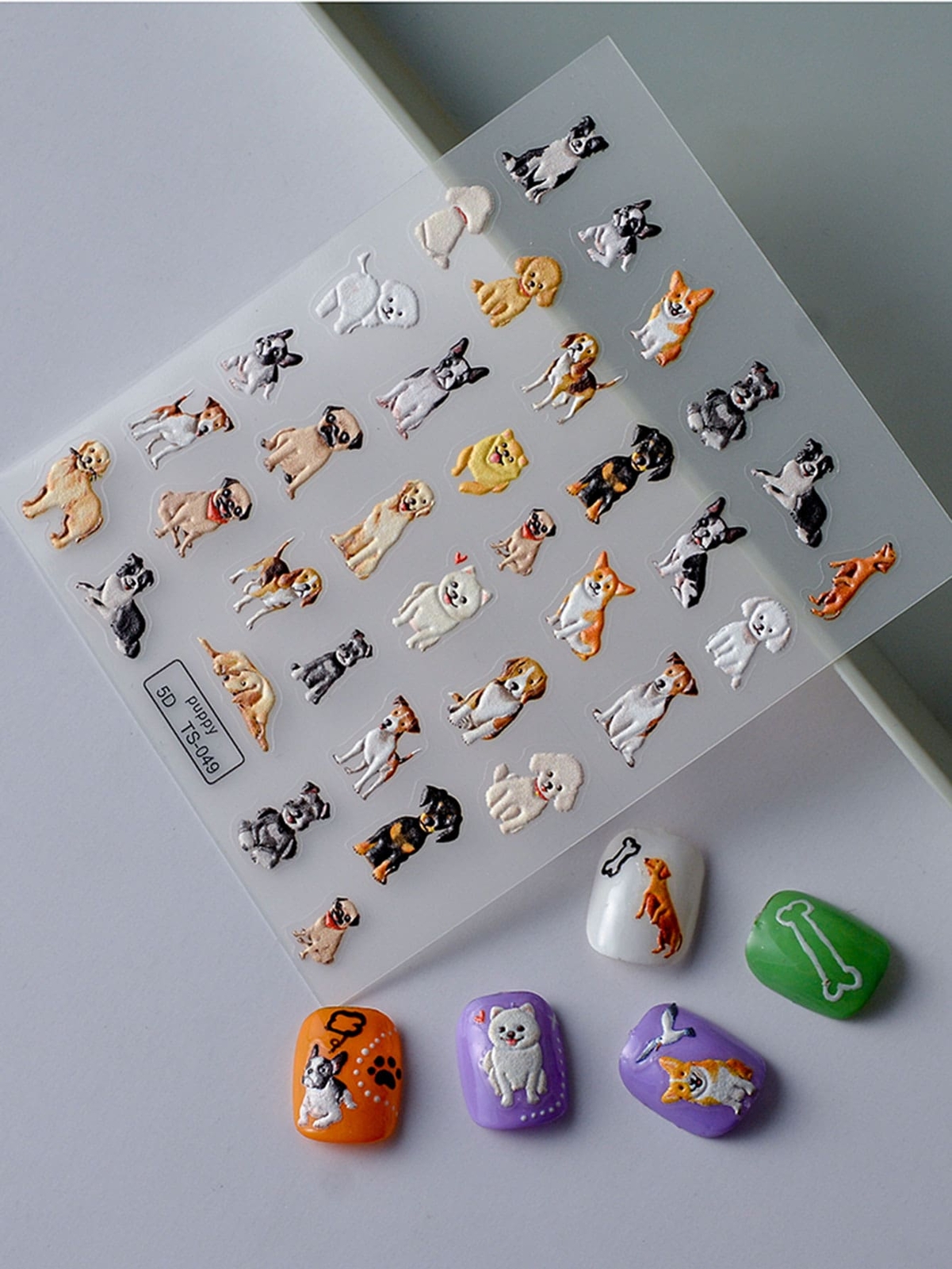 1sheet Dog Pattern Nail Sticker Self-Adhesive Nail Decals Nail Decals Nail