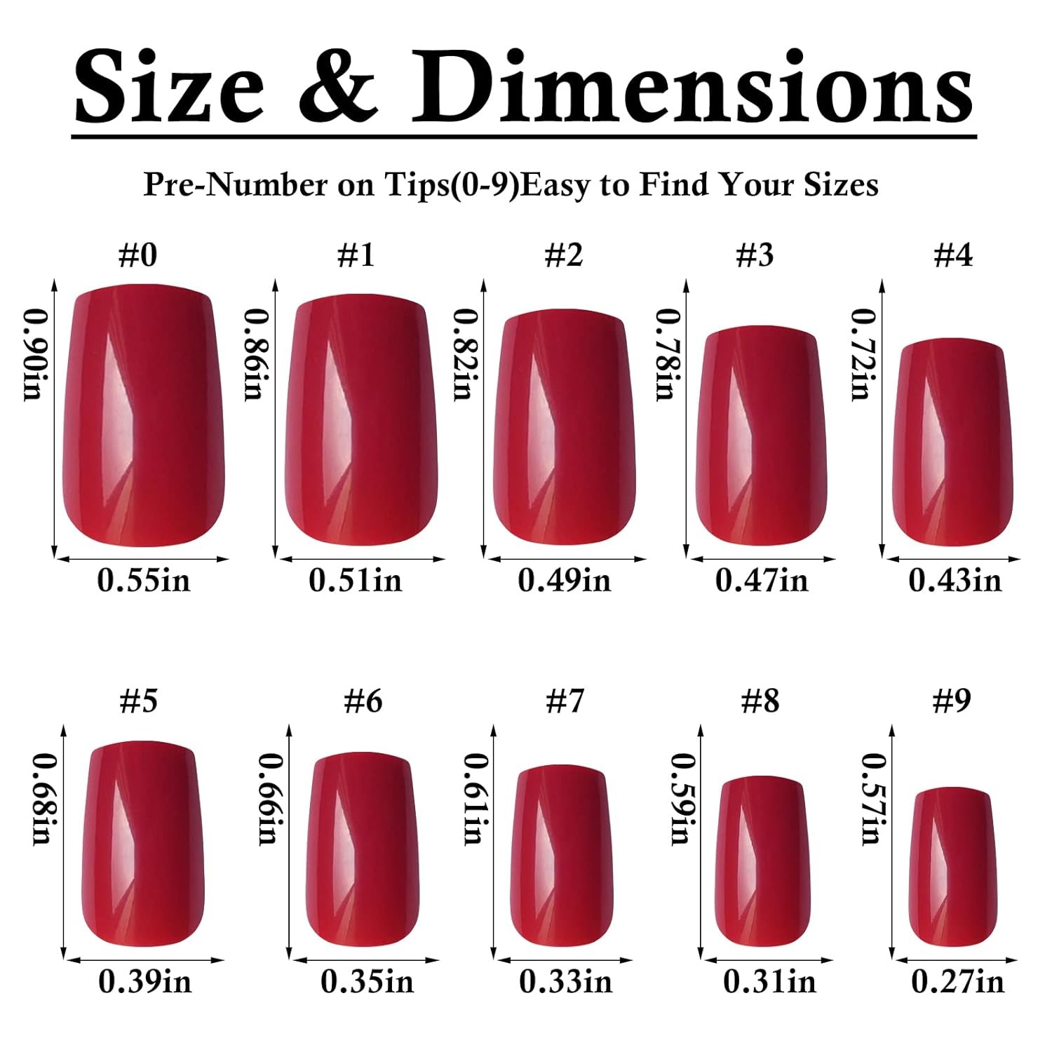 LoveOurHome 576pc Square Press on Nails Medium 1 Count (Pack of 1), Glossy
