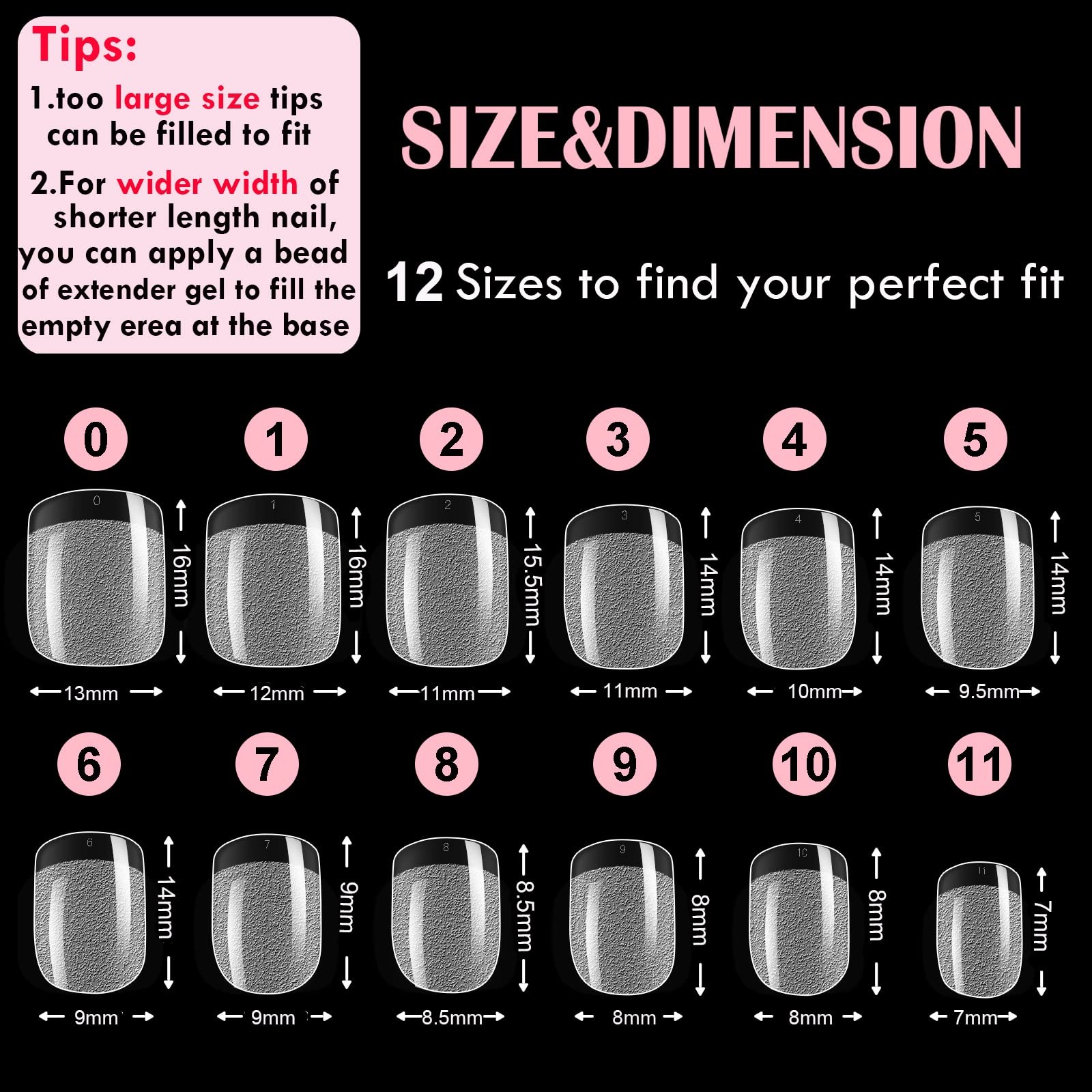 600 Pcs Extra Short XXS Square Nail Tips,SINOKAME Clear Press on Nails for Ki…