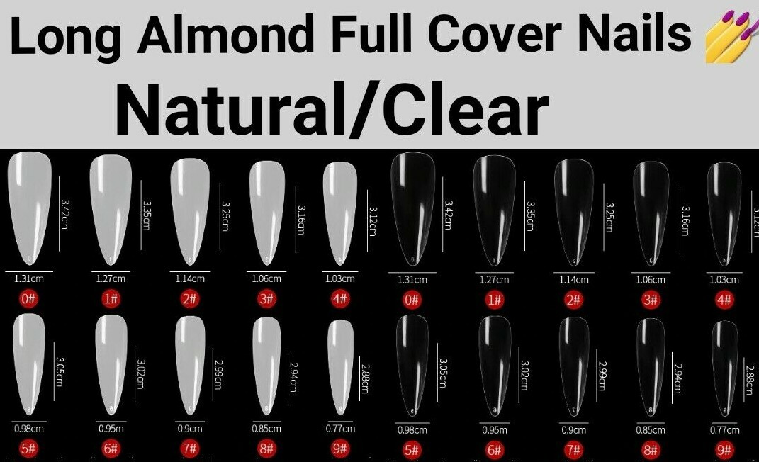 100Pc Long Almond Full Cover Nails Artificial False Nail Press on Nail Jargod