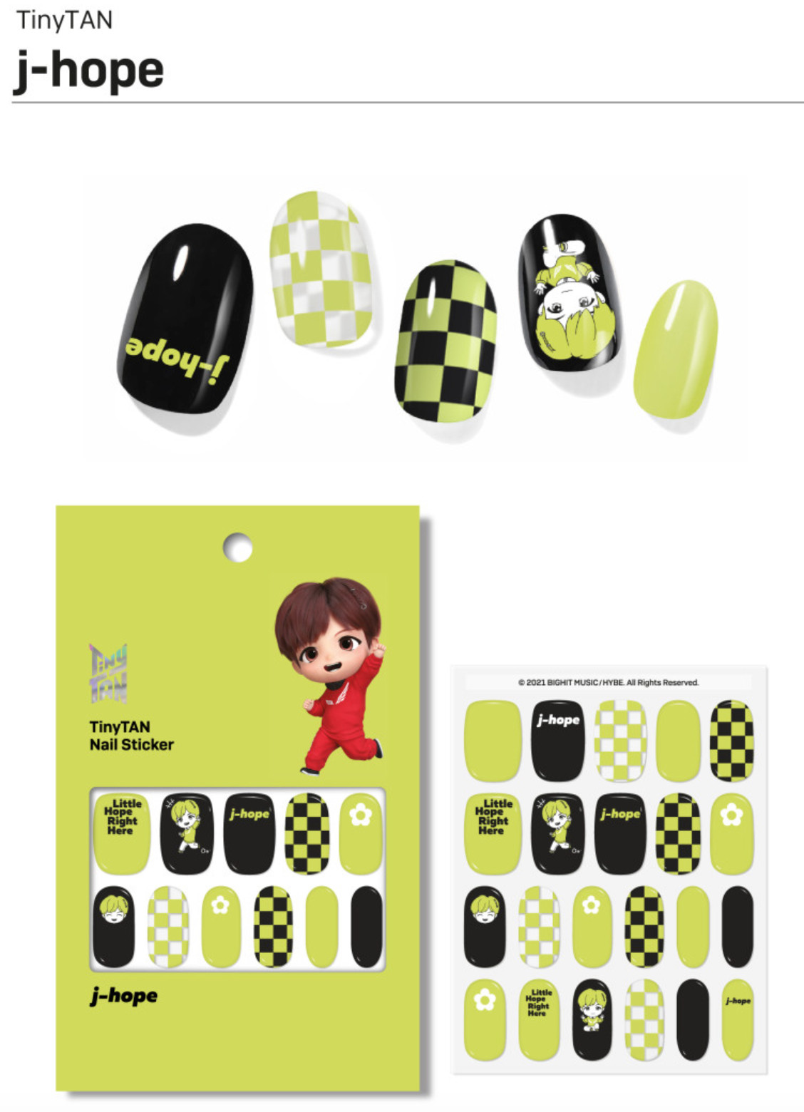 BTS TinyTAN Nail Stickers K-Pop Korean Nail Art Decal Set