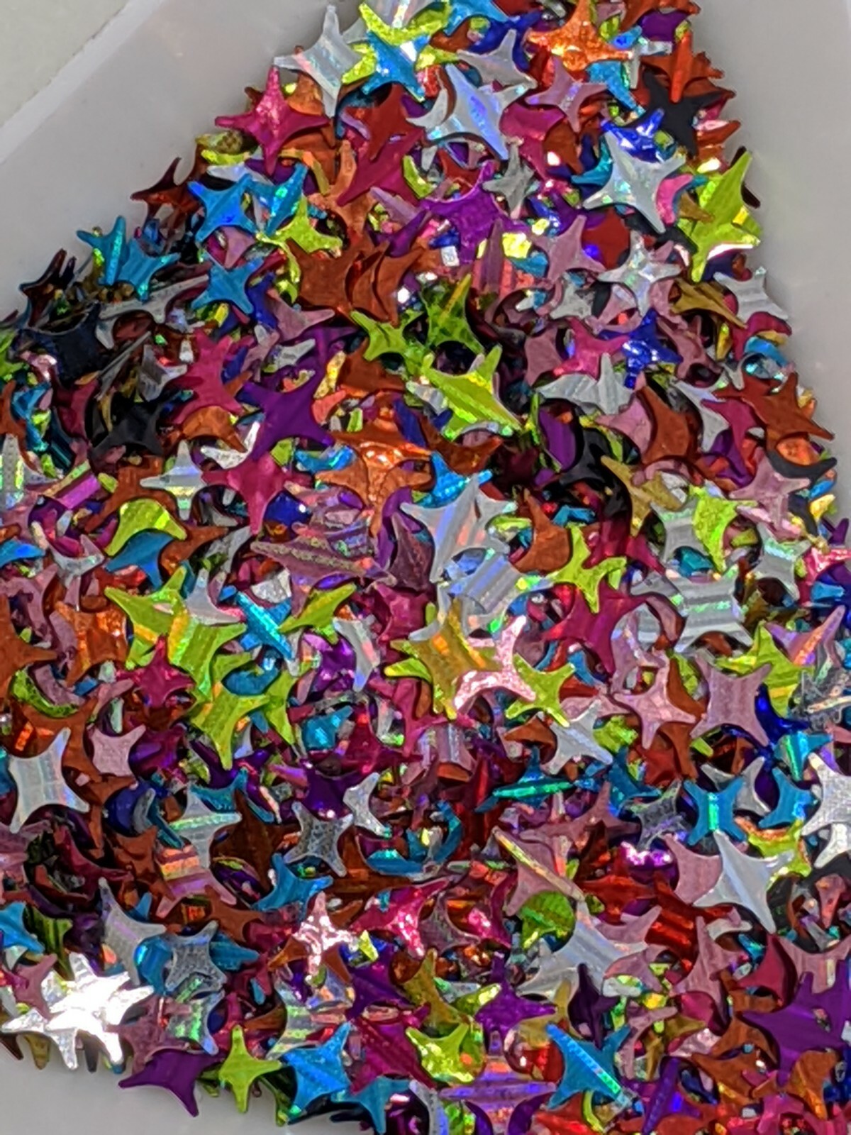 Holographic Mixed Col 4 point Stars/Lens-Flare Nail Art Embellishment UK Seller