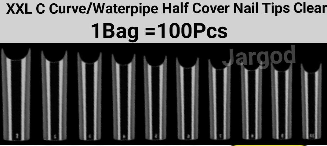 XXL C Curve Half Tube Waterpipe Half Cover Artificial False Fake Nail Tips jargo