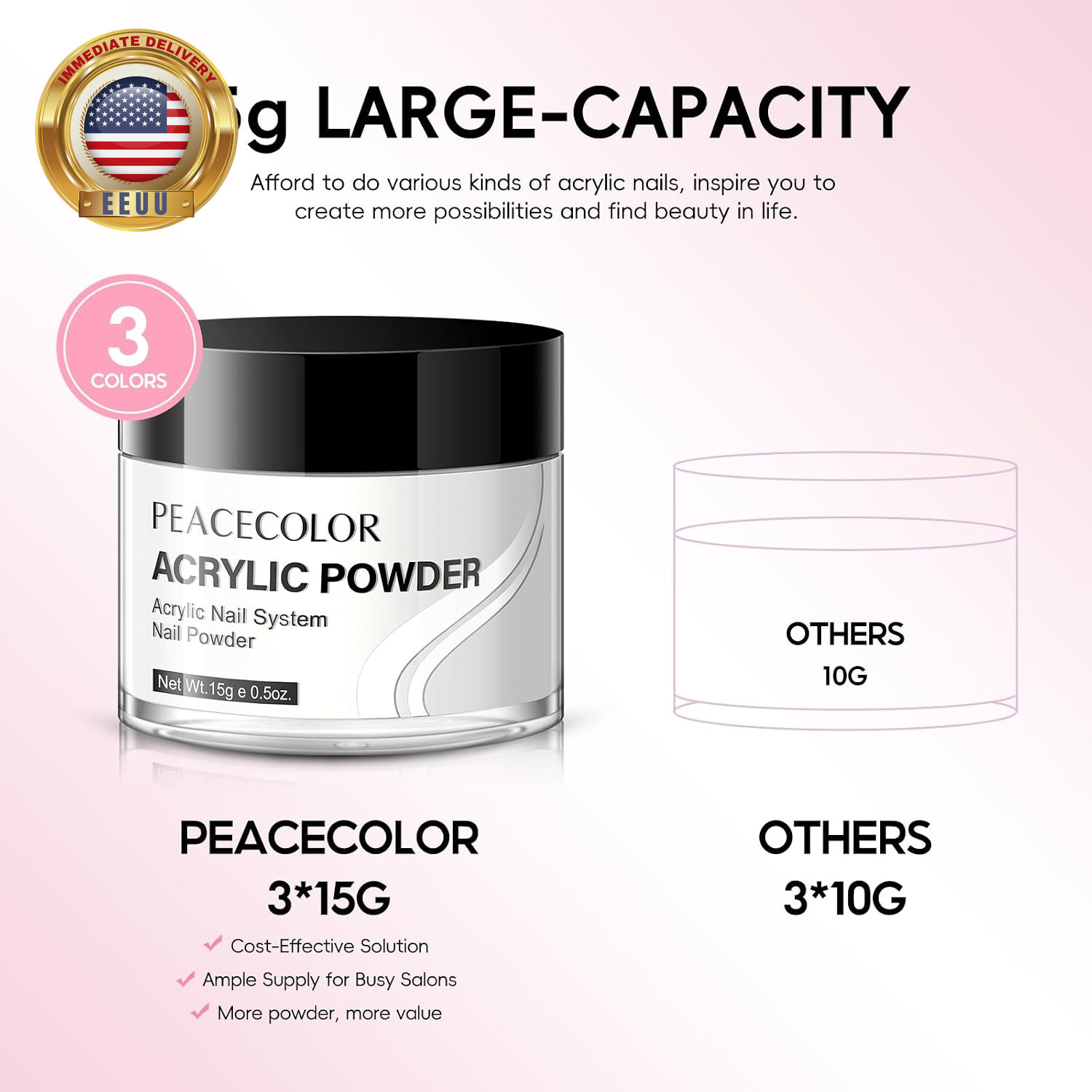 Acrylic Nail Kit ,Clear White Pink 15G Acrylic Powder and 60Ml Liquid Set Brush