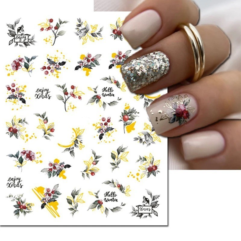 5D Embossed Floral Nail Art Stickers — Decals for Manicure Decoration