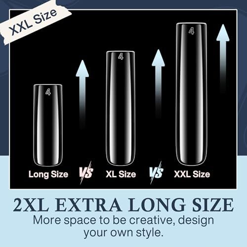 Extra Long Square Nail Tips, XXL 120Pcs 12 Sizes No C Clear Sqaure – Full cover