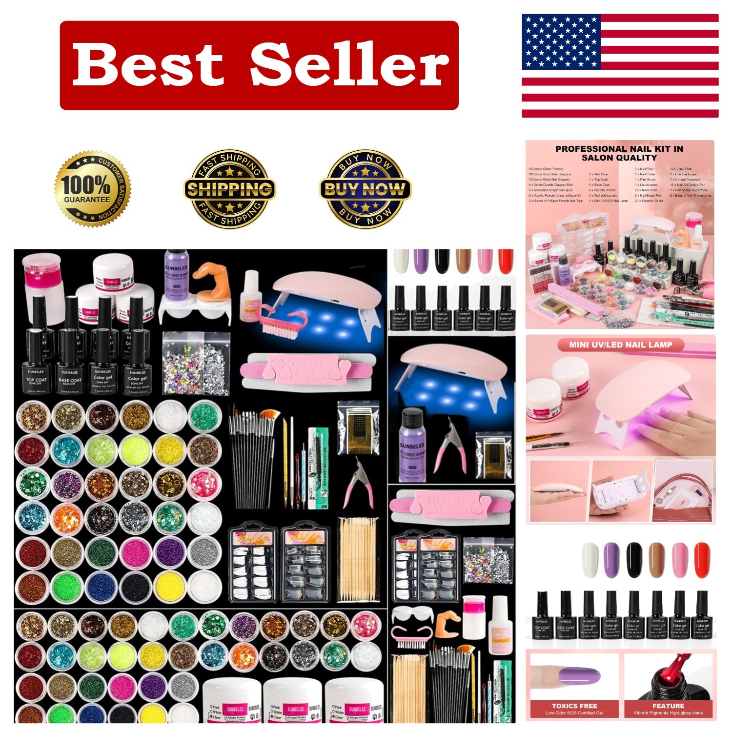 All-Inclusive Acrylic Nail Kit for Beginners: 3 Colors Powder & DIY Accessories