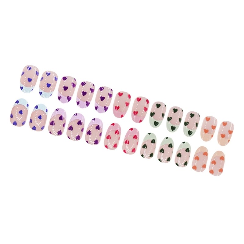 Fashionable Short Almond Press on Nail For Women Valentine s Day Nail 24Pcs