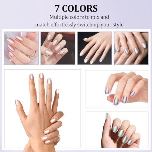 210pcs Glass Bead Matte Cat Eye Press on Nails for Women – 7 Matte Macaroon