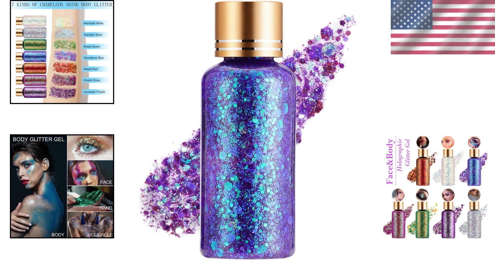 1oz Gemstone Purple Glitter Gel for Faces & Bodies | Long-Lasting & Non-Toxic