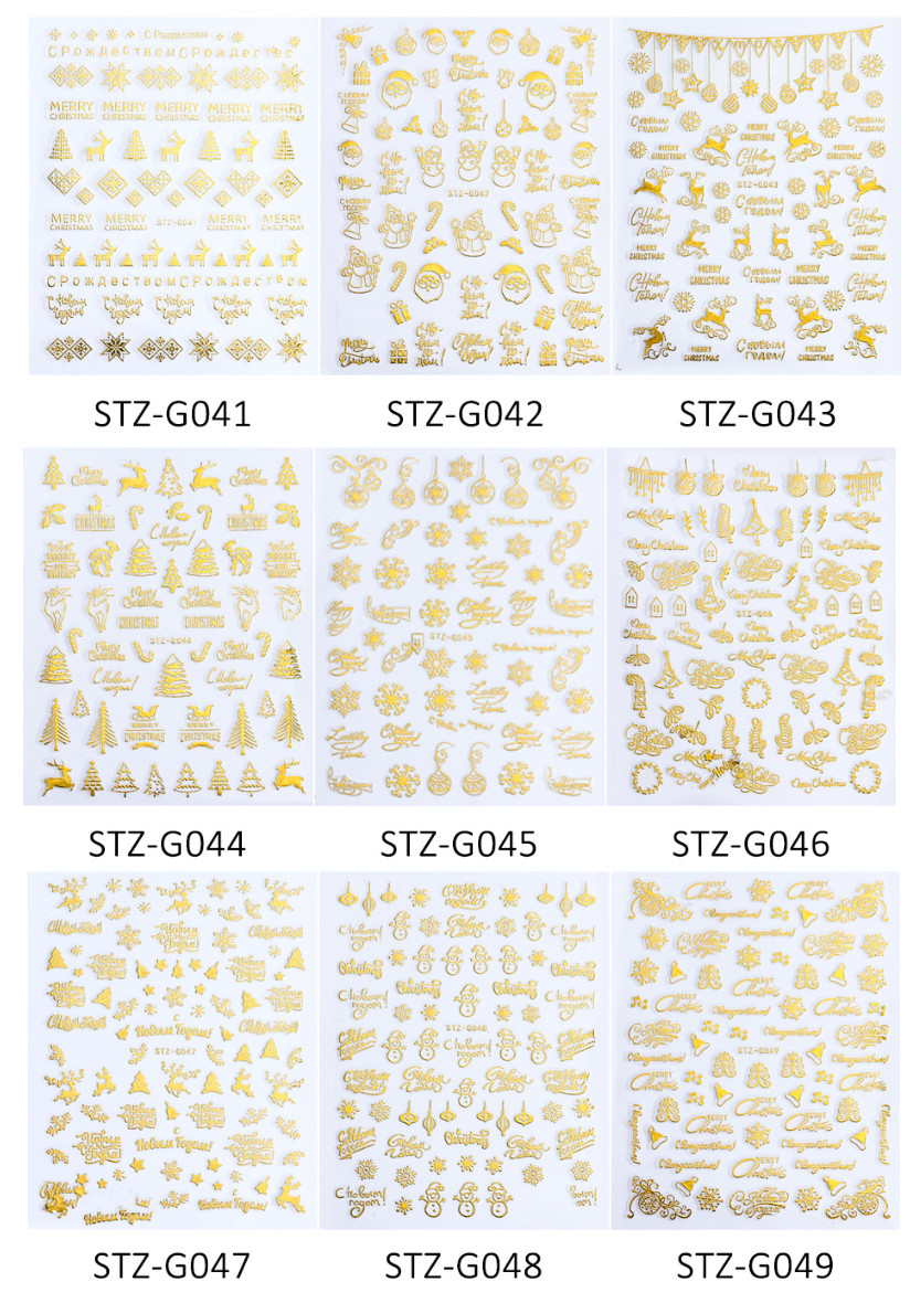 3D Christmas Nail Art Stickers Winter Gold Snowflakes Decals Self-adhesive NH21