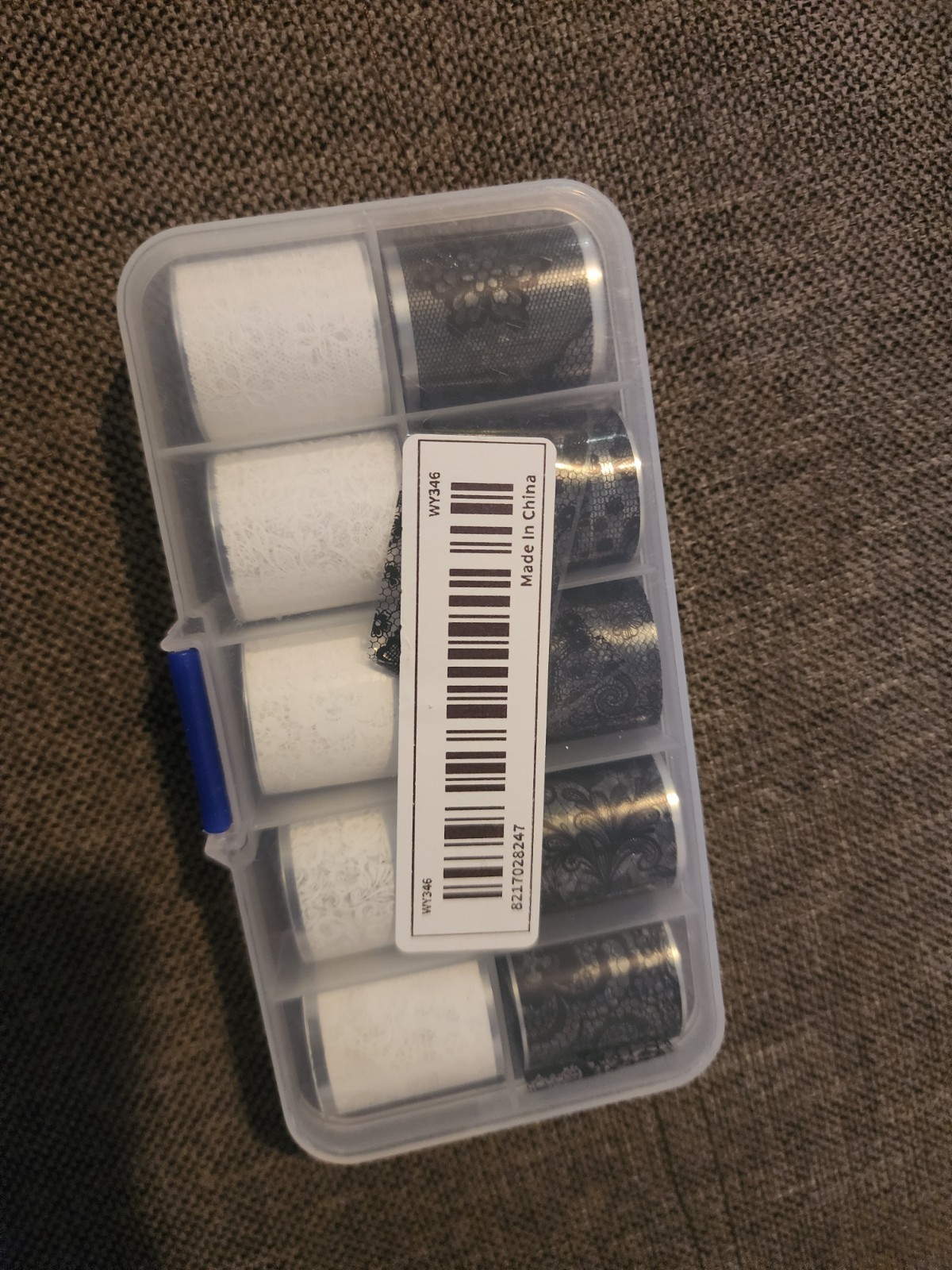 Black and White Lace Printable Plastic Foils Set for Nail Art Decoration