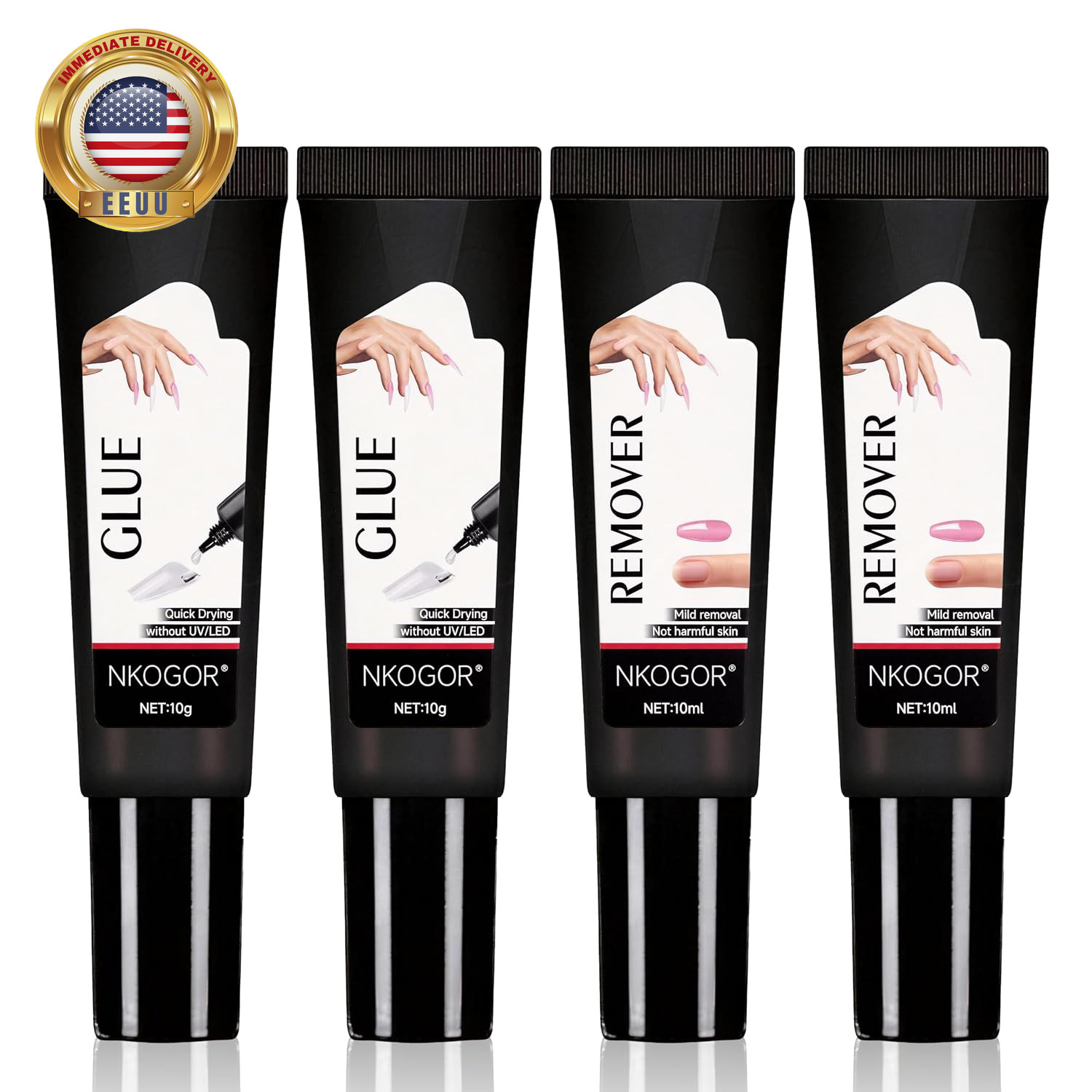 NKOGOK 20G Strong Semi Solid Nail Glue with 20G Nail Glue Remover, Press on Glue