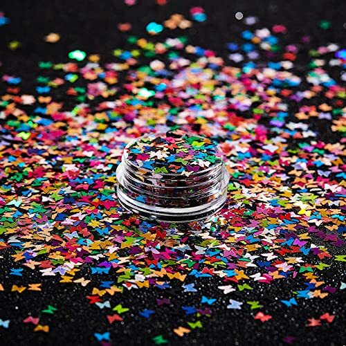16 Colors Butterfly Glitter Nail Sequins Holographic Body Glitter Laser Butte…