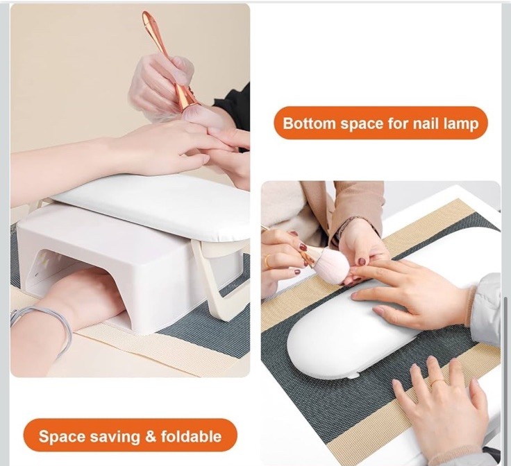 Nail Arm Rest, Hand Rest for Nail Microfiber Soft Leather Manicure Nail Rest wit