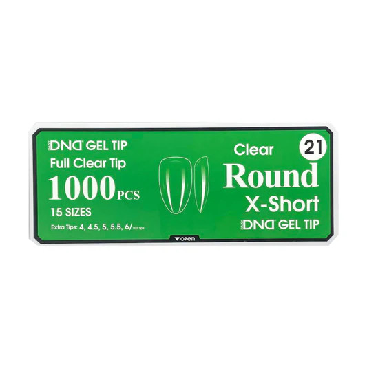DND Gel Full Clear Tip Box #21 | Round Extra Short (1000 pcs)
