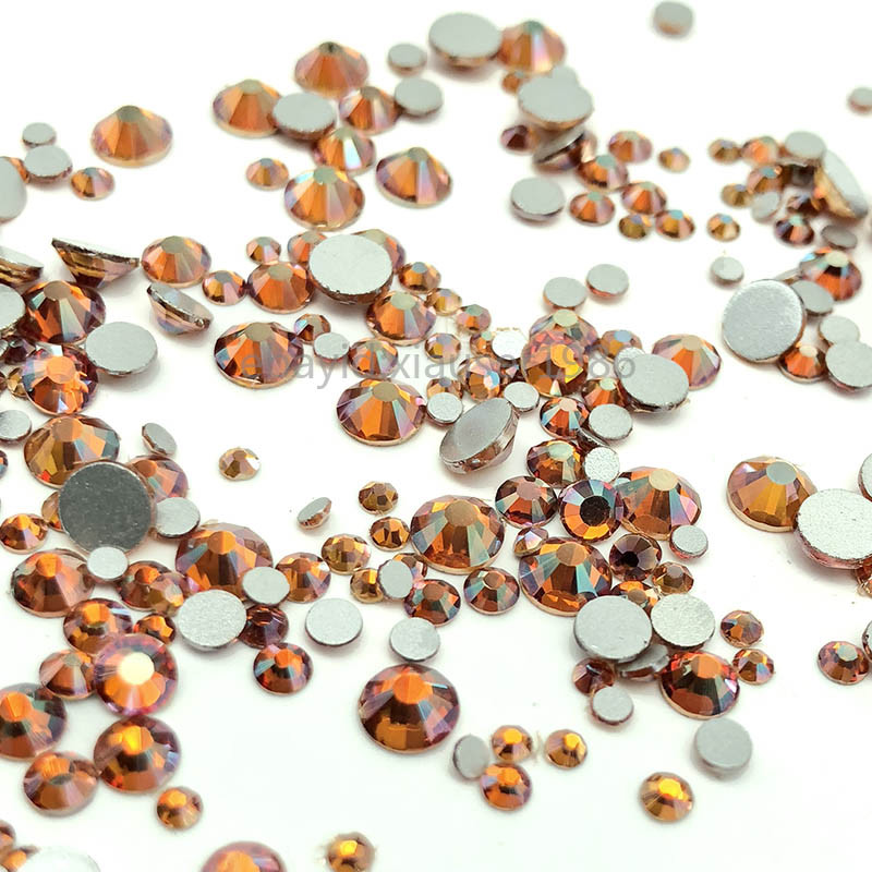 288 720 1440pcs Amber Glitter 3D Nail Art Rhinestones Flatback Crystals Gems