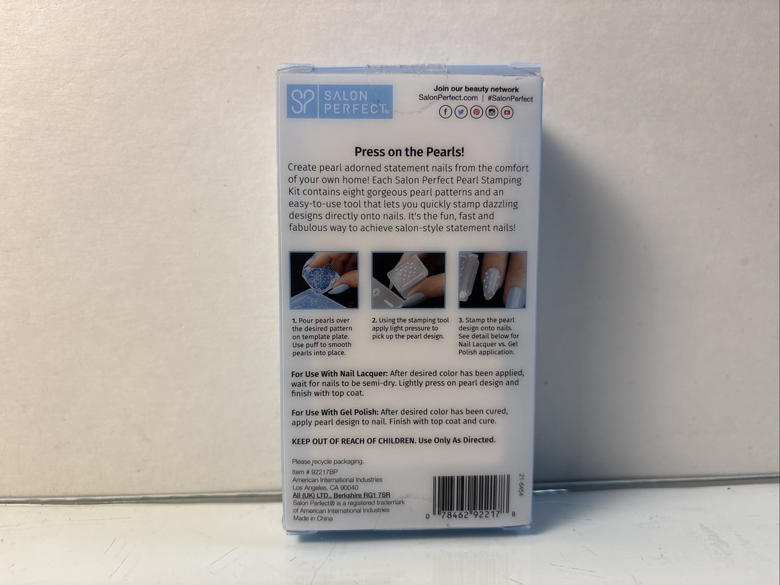Salon Perfect Pearl Stamping Kit Blue White Sparkle Nail Art Tool set of 2