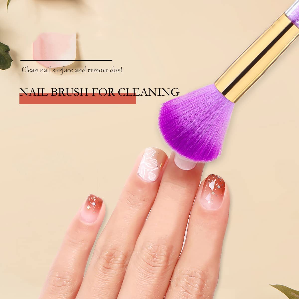 1pc Purple Nylon Sponge & Regular Nail Brush, Ombre Nail Art Brush, Acrylic N…