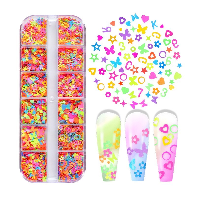Nail Glitter Sequins Love Star Butterfly Shape Flakes Nail Art 3D DIY Decoration