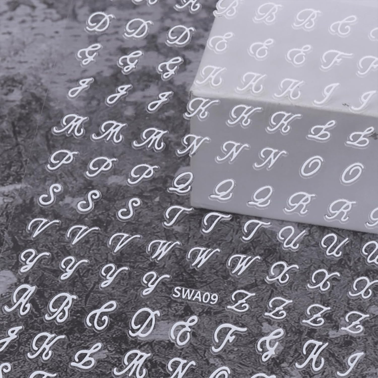 12 Sheets Letter Nail Art Stickers Decals 3D Self Adhesive Letter Nail Stickers