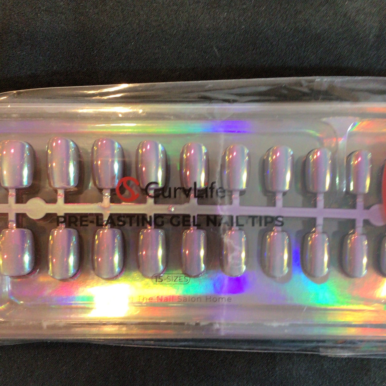 CurvLife Purple Silver Pre-Designed Full Cover Square Press-On Nails M Glue