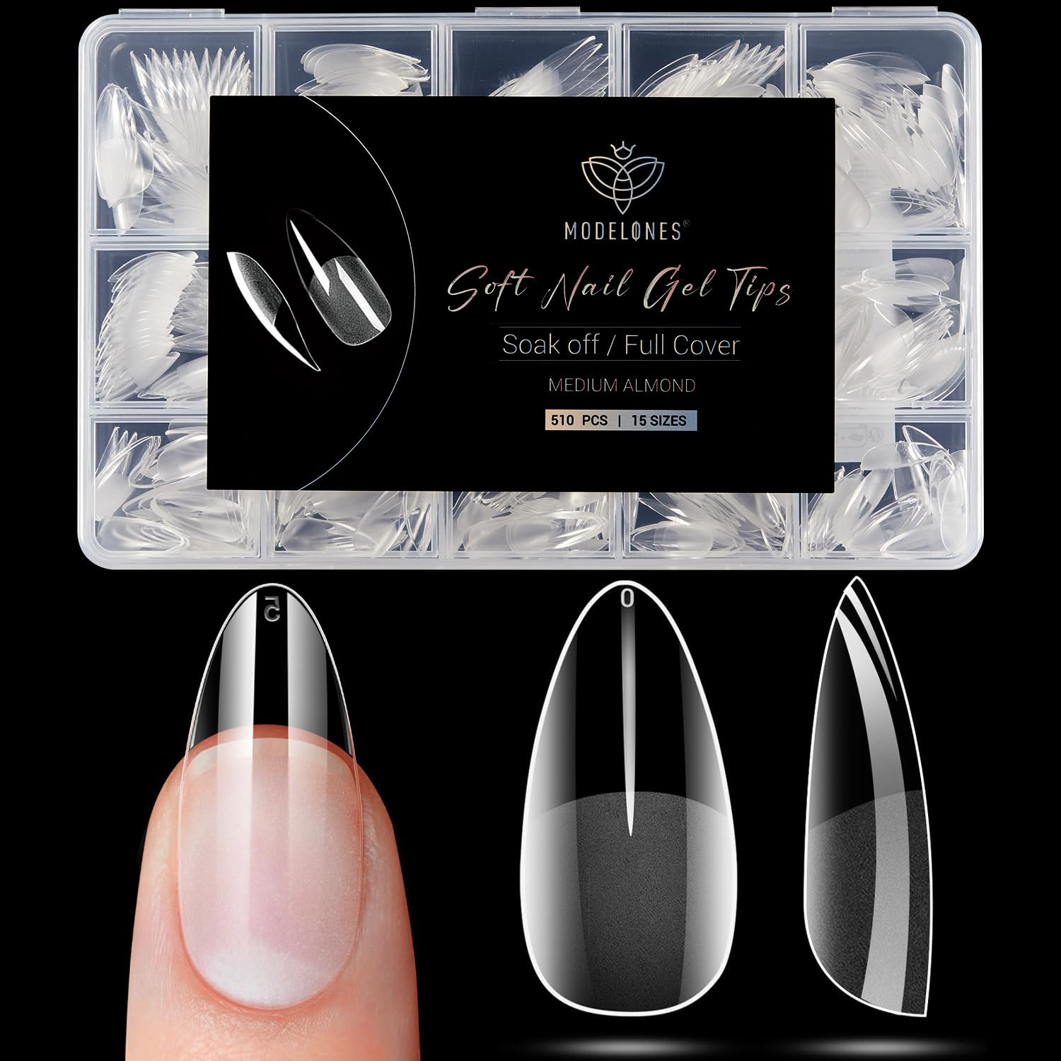 Almond Fake Nail Tips -510Pcs Medium Soft Gel Nail Tips Almond Shape Pre Etch…