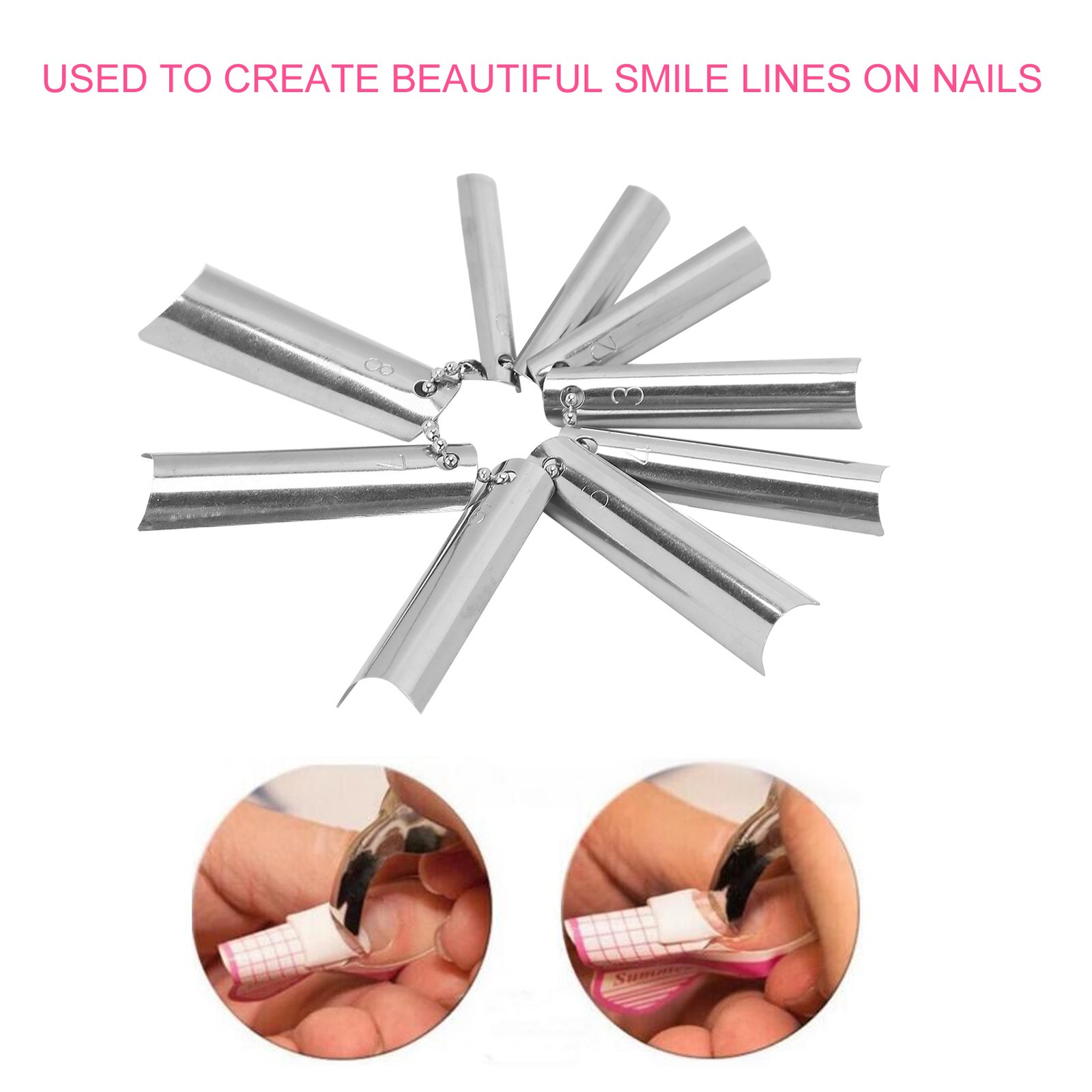 18Pcs French Manicure 9 Sizes Single Tips Deep C Shape Cutter Tool Nail Edge