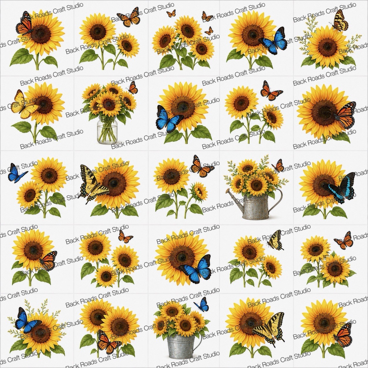 Sunflowers Butterfly Waterslide Finger Nail Decals Instructions Bonus set of 50