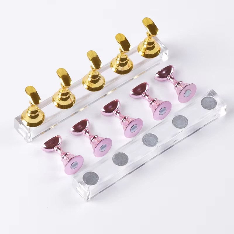 MAGNETIC MANICURE NAIL ART PRACTICE DISPLAY STAND FALSE TIP HOLDER MAKE SAMPLE