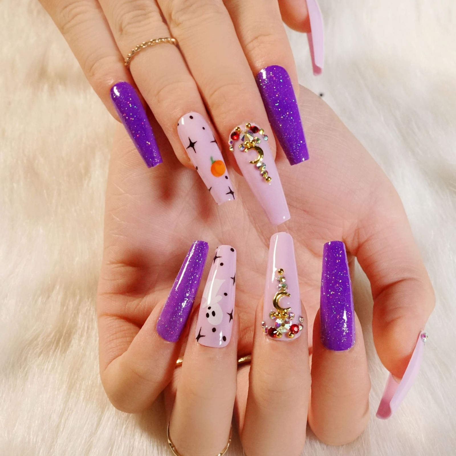 120Pcs Halloween Mix Fake Nails Long Coffin Press On Nails Fake False Nail Set