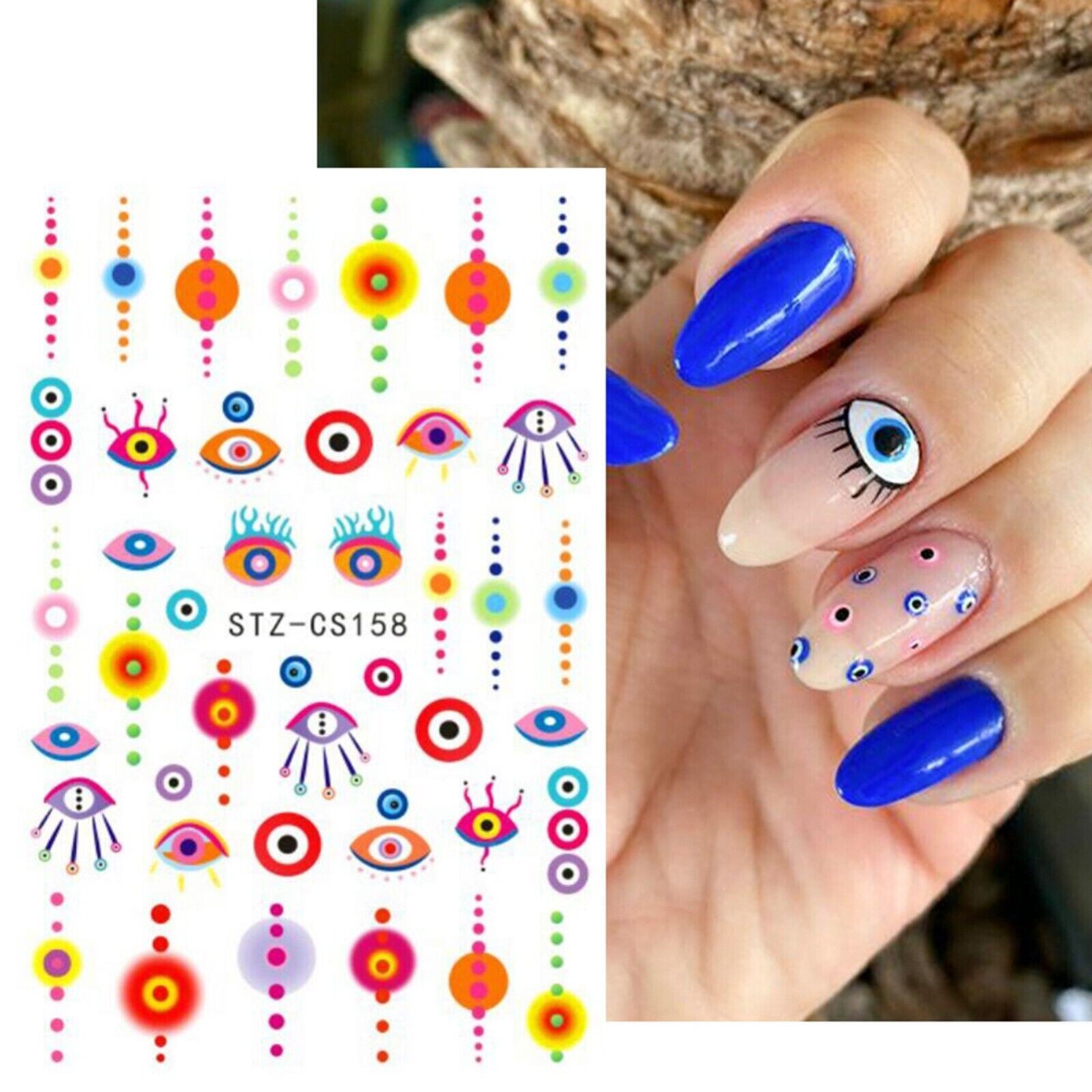Nail Art Stickers Halloween Third Eye Bohemian Boho Eye Eyeballs Festival NS39