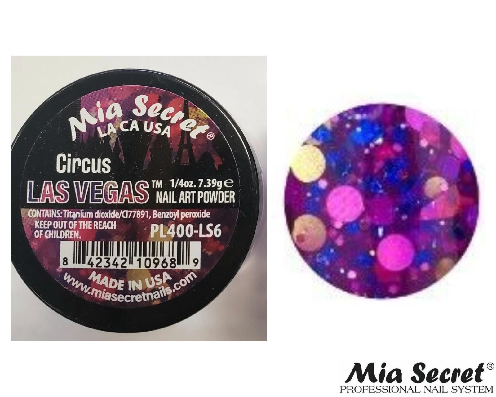 MIA SECRET Nail Art Powder 1/4oz- Circus (LAS VEGAS COLLECTION)