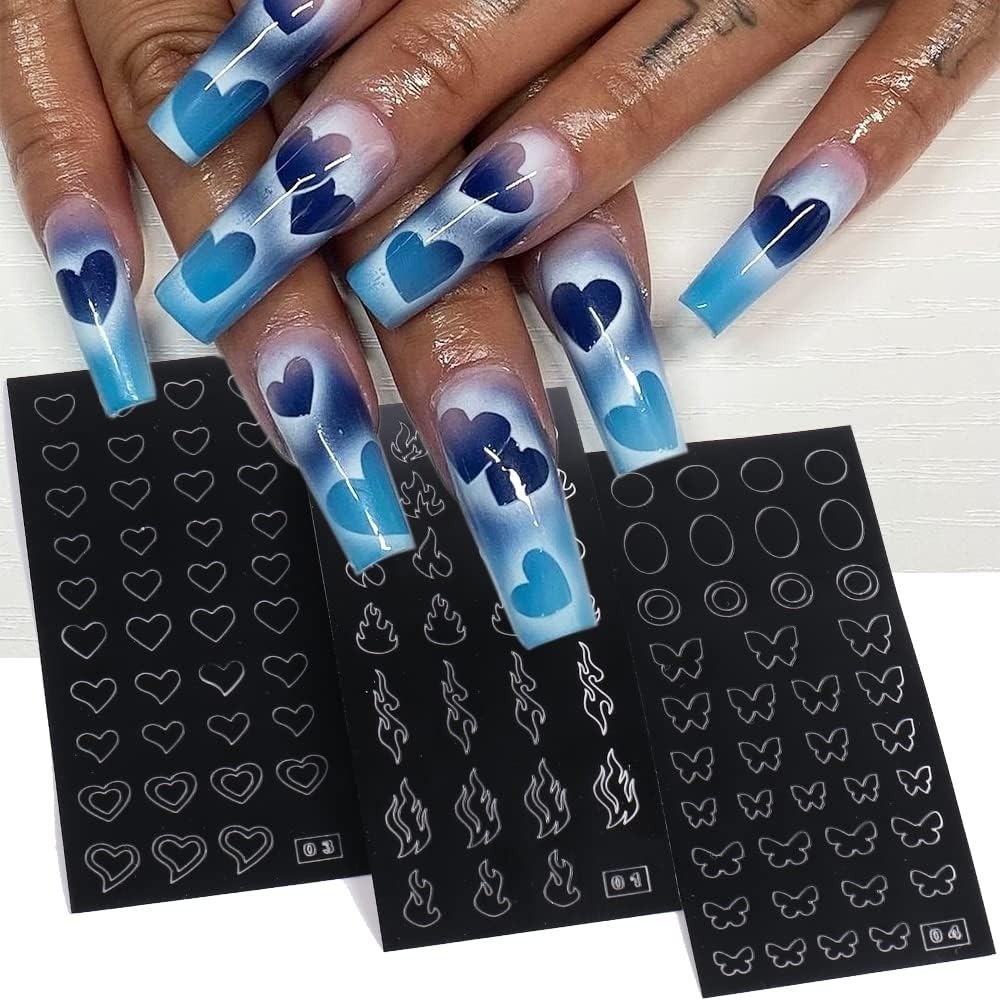 24 Sheets Nail Art Stencils Airbrush Templates Hollow Design for French Manicure