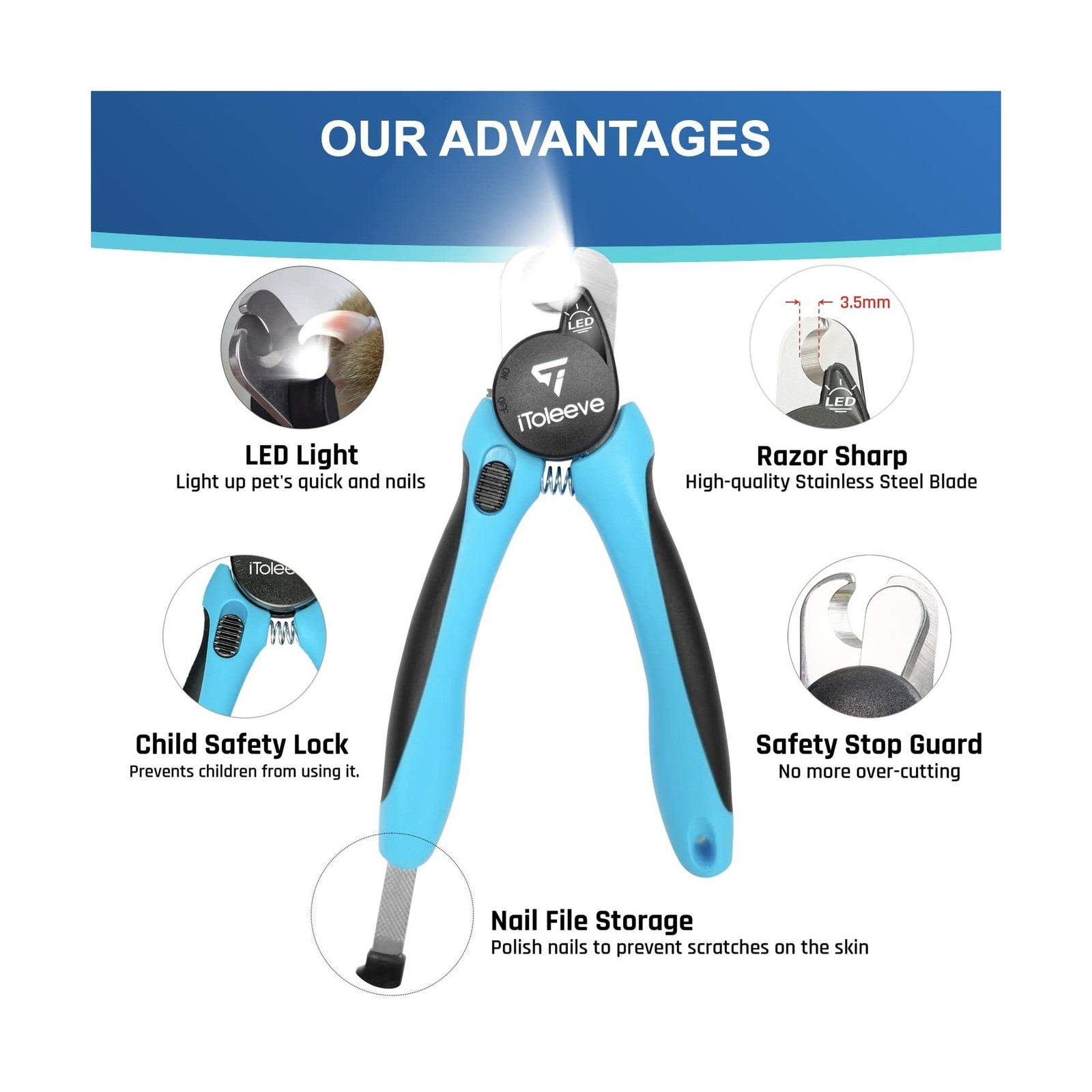 LED Dog Nail Clipper with Light, Illuminates Nails or Bloodline… Fast USA SHIP