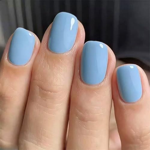 Set of 10 Square Blueberry Milk Square Nails – 24Pcs – Square Design