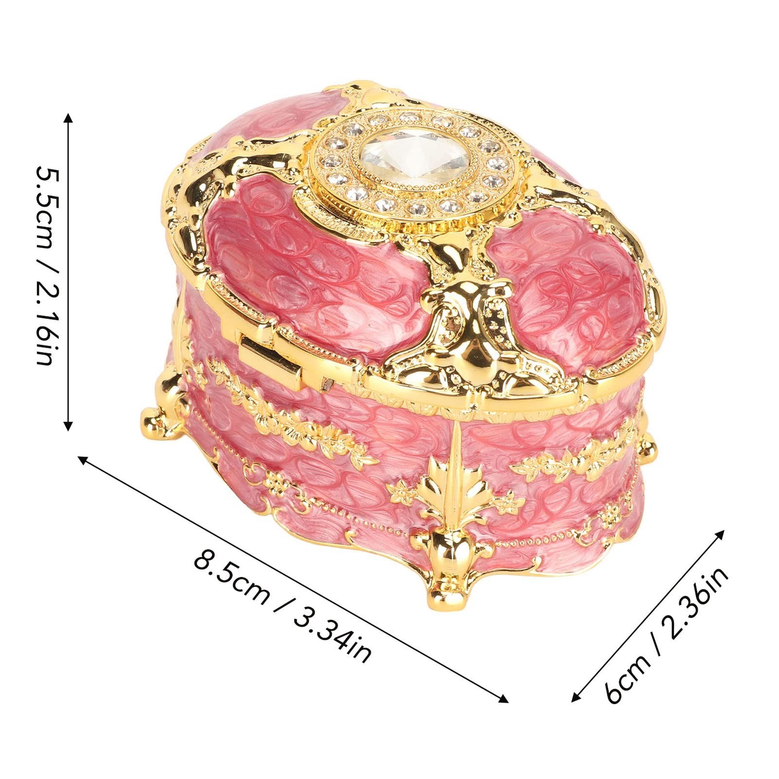 Emoshayoga Vintage Trinket Box, Jewelry Box Zinc Alloy Decorative Pink for Ho…