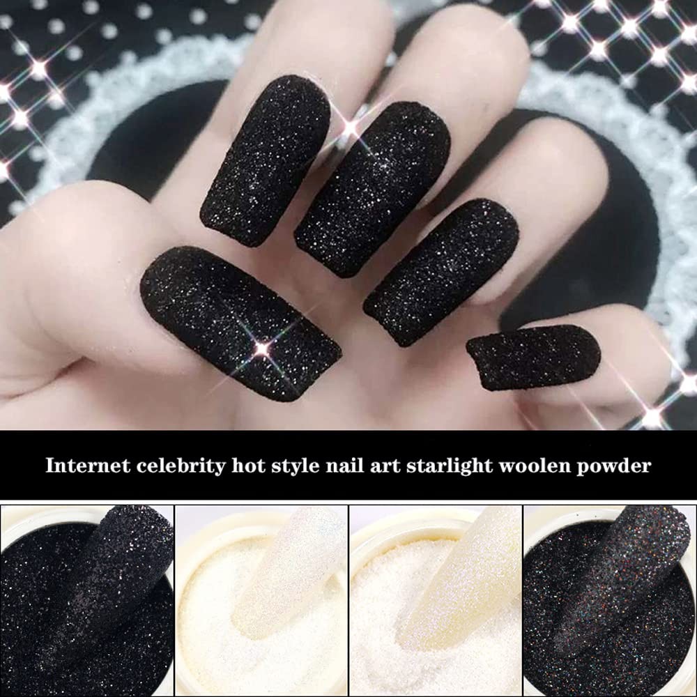 0.2mm Black Nail Glitter White Rainbow Holographic Shining Sugar Nail Glitter…