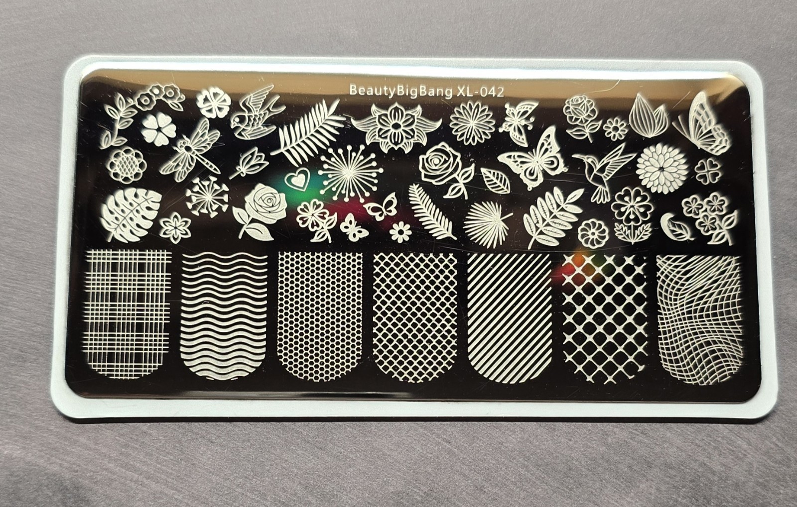 BeautyBigBang XL-042 Nail Stamp Plate Floral Flower Rose Stripe Plaid Summer HTF