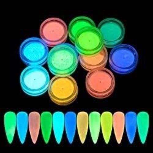 Professional Glow in the Dark Nail Glitter – 12 Color Pack for Creative Designs